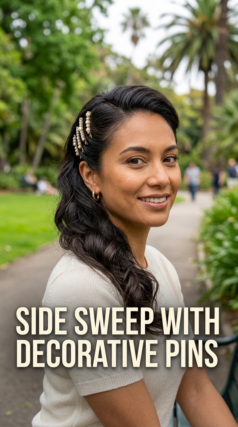 Side Sweep with Decorative Pins