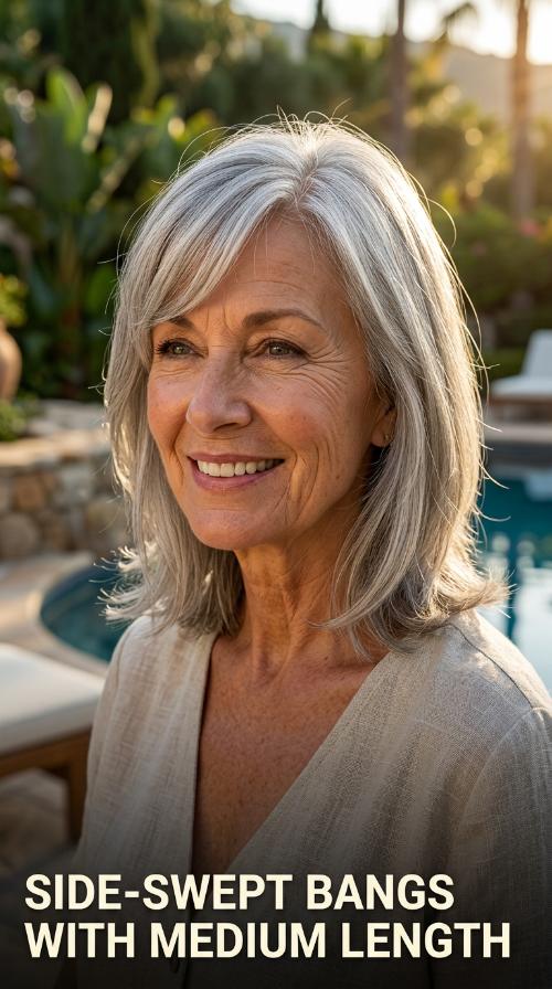Side-Swept Bangs with Medium Length
