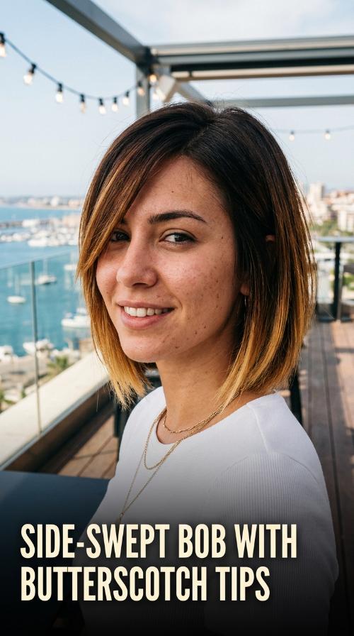 Side-Swept Bob with Butterscotch Tips