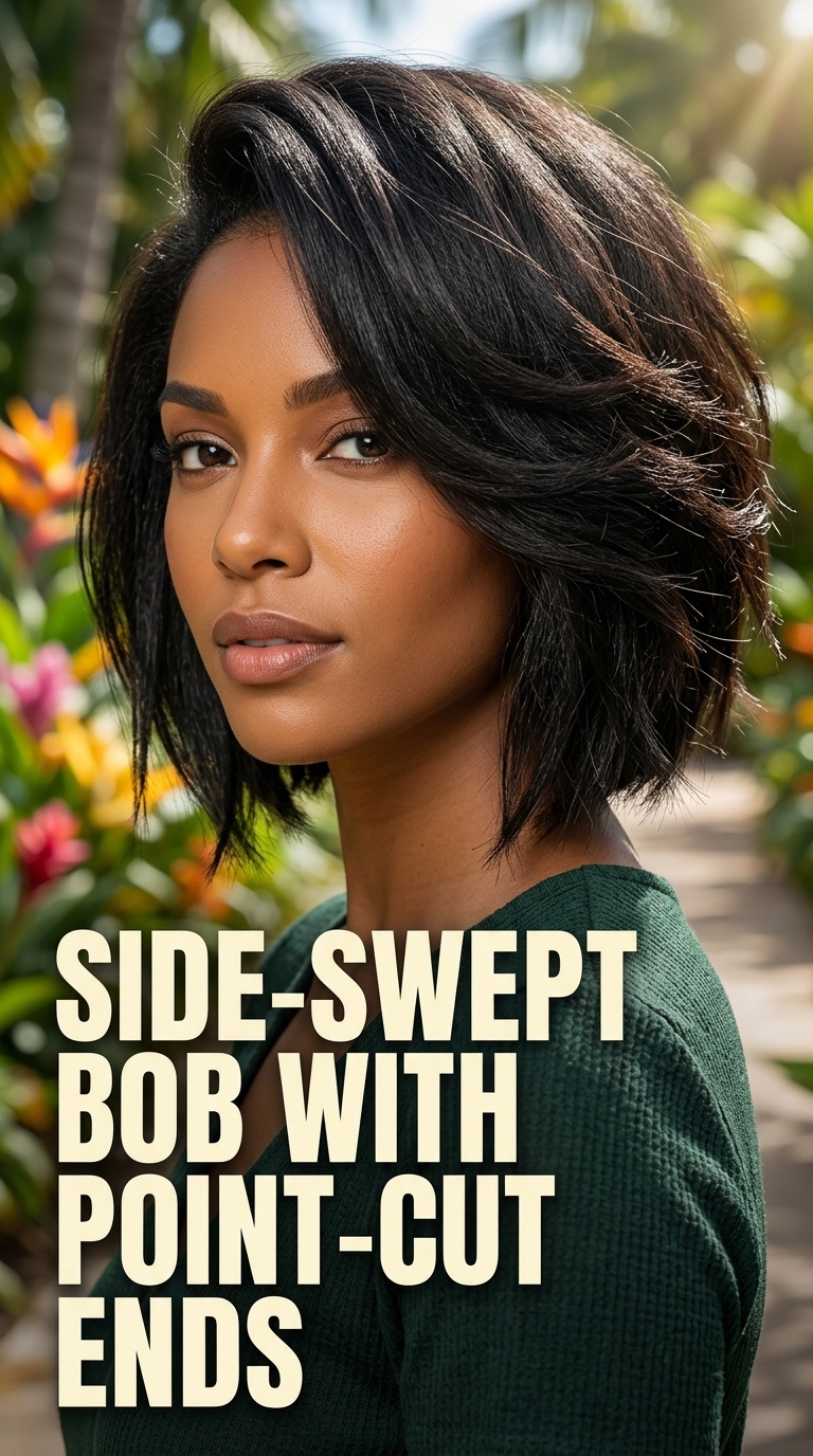 Side-Swept Bob with Point-Cut Ends