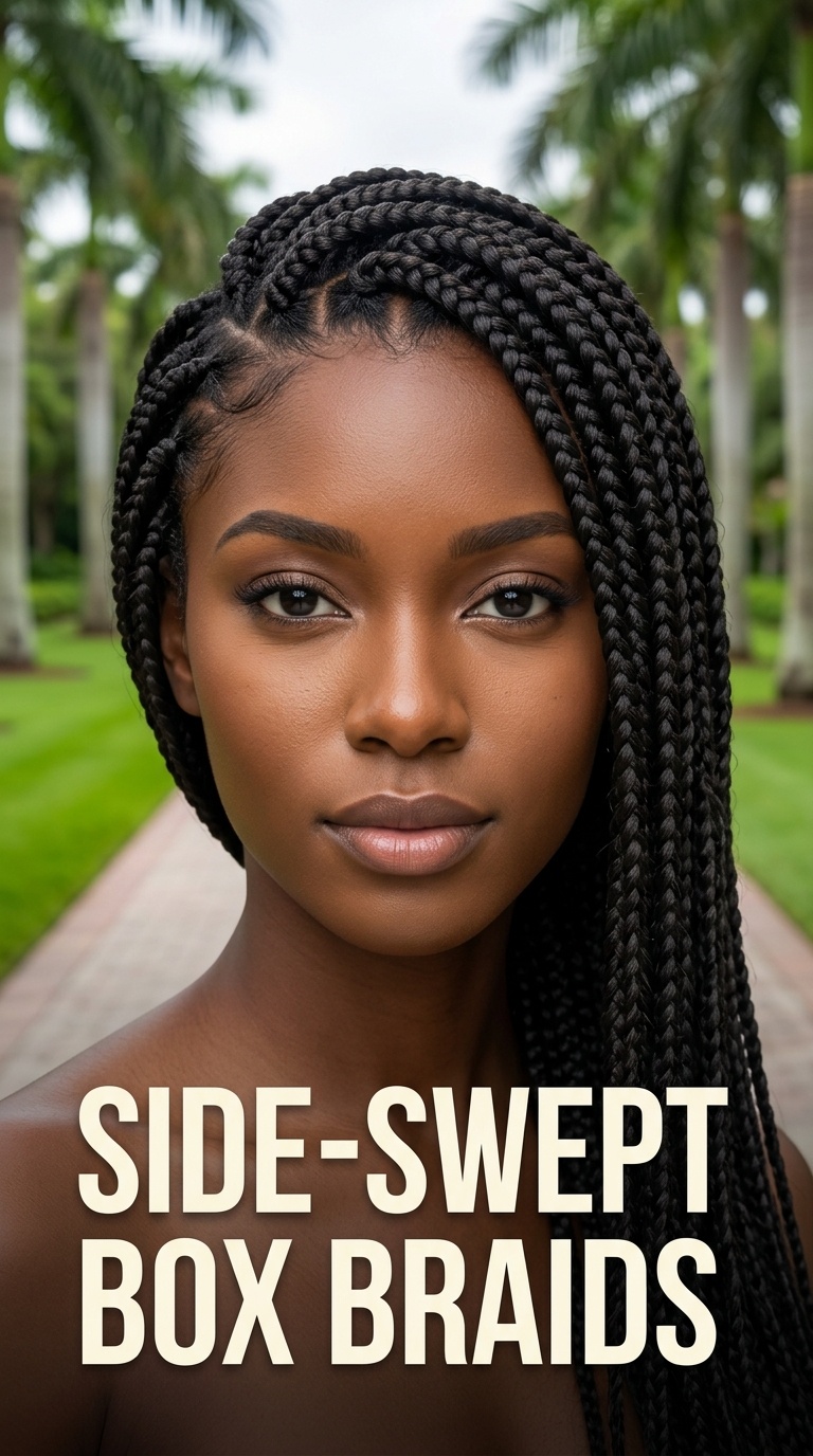 Side-Swept Box Braids