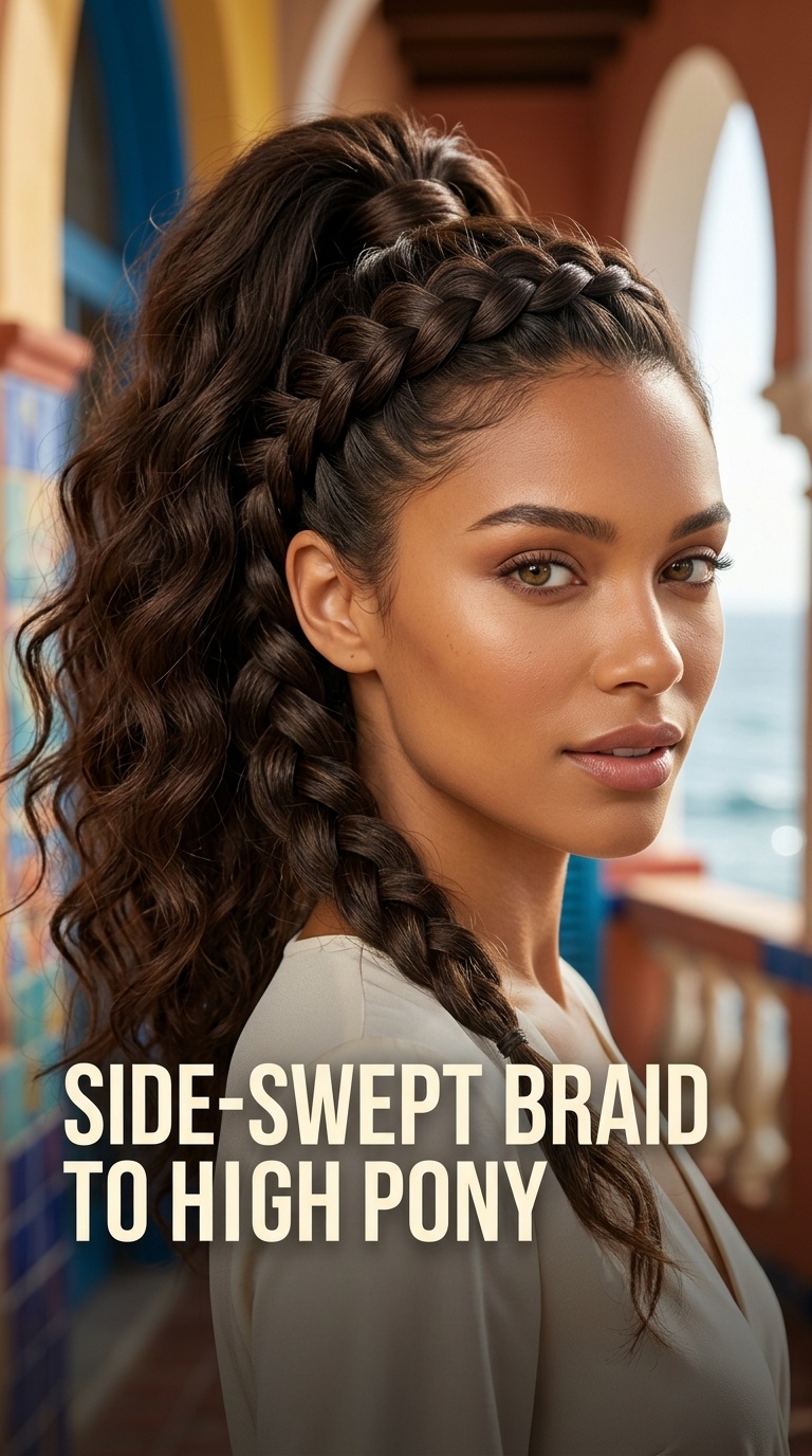 Side-Swept Braid to High Pony