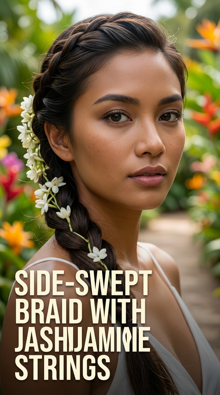 Side-Swept Braid with Jasmine Strings