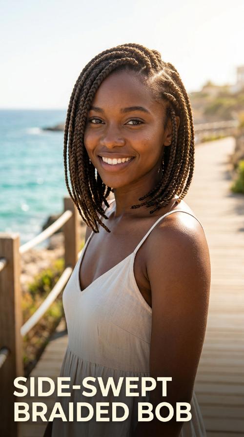 Side-Swept Braided Bob