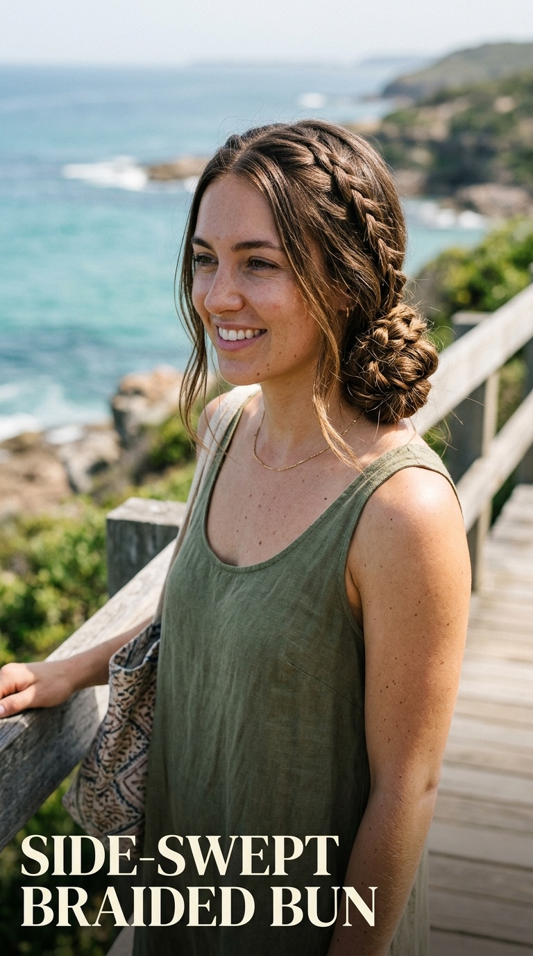 Side-Swept Braided Bun