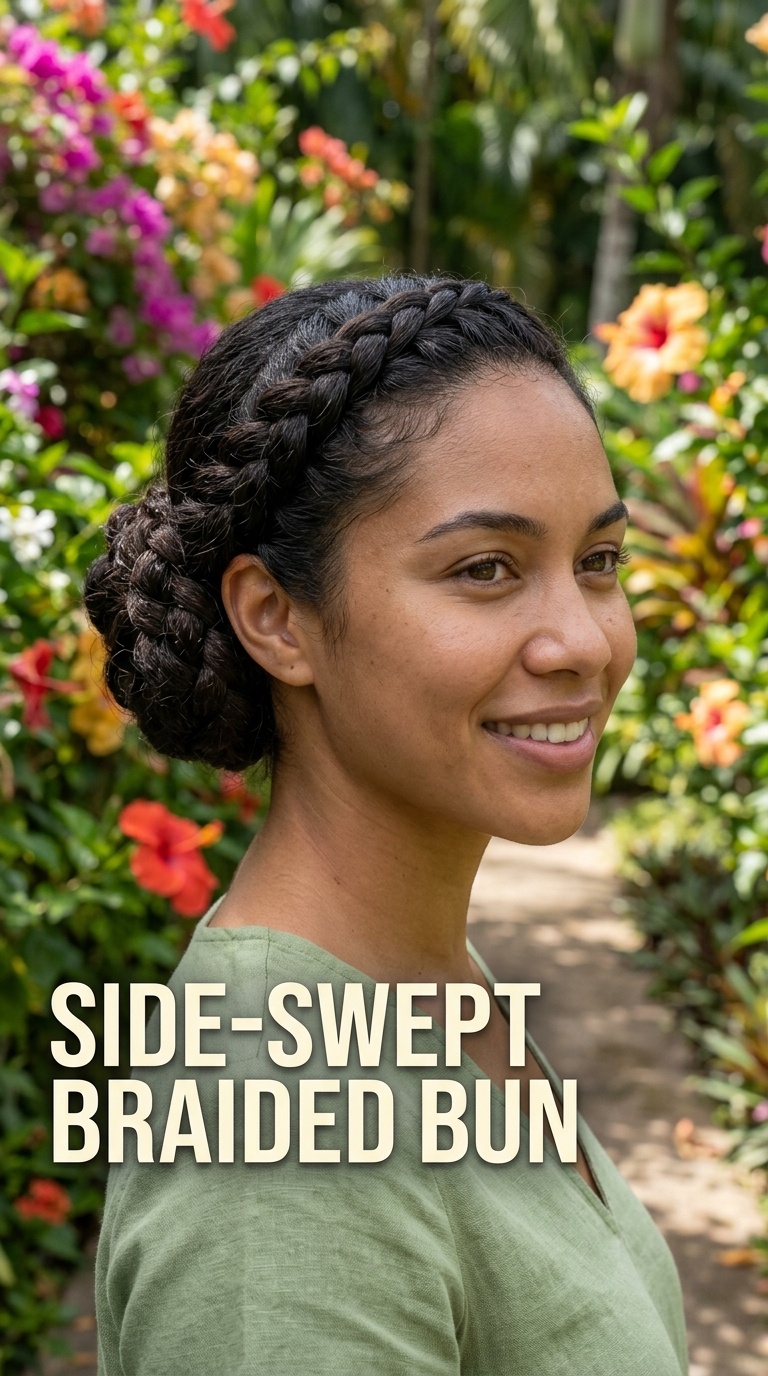 Side-Swept Braided Bun