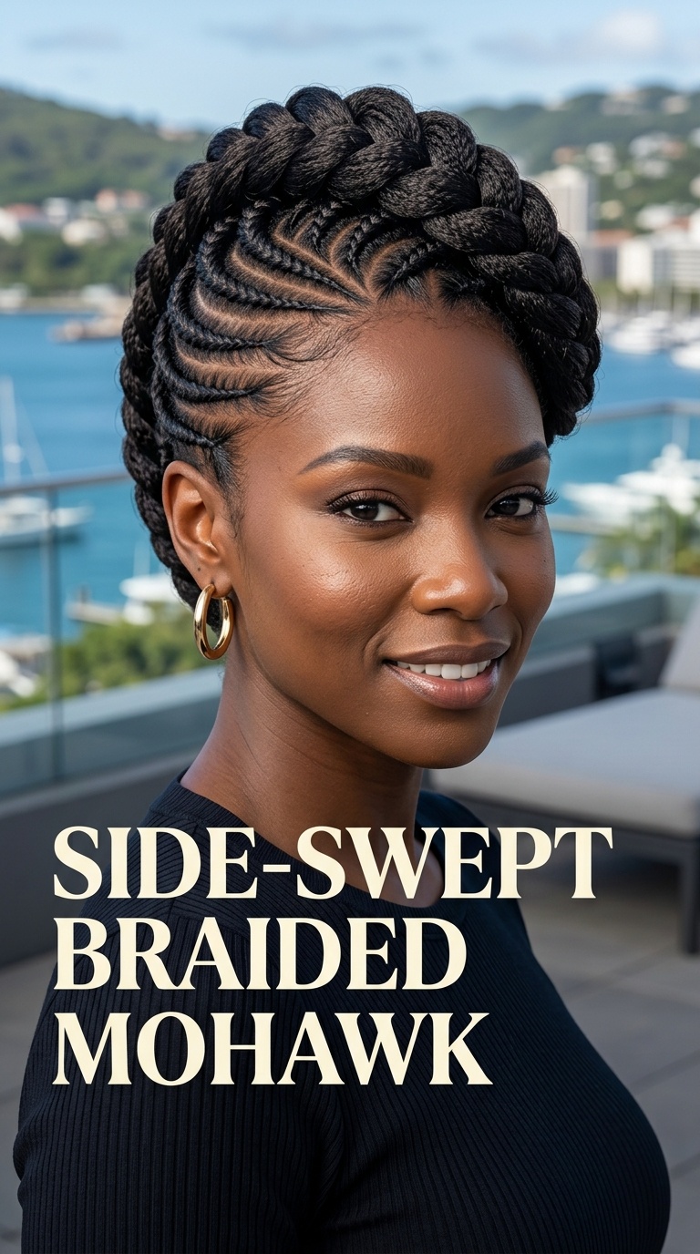 Side-Swept Braided Mohawk
