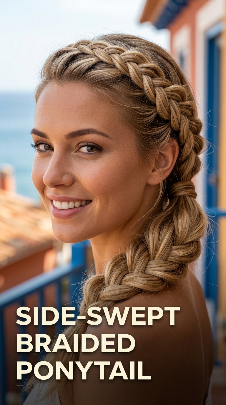 Side-Swept Braided Ponytail