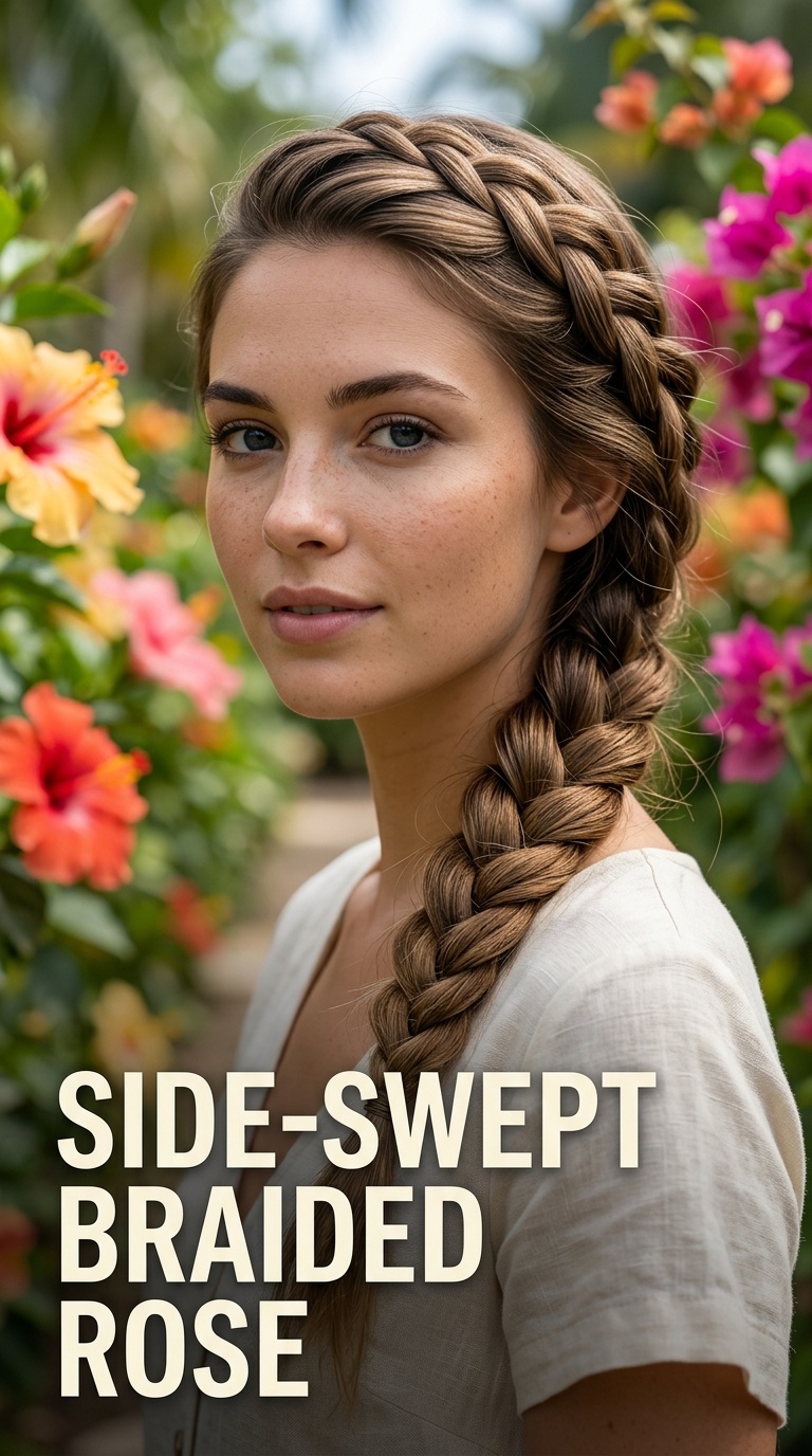 Side-Swept Braided Rose