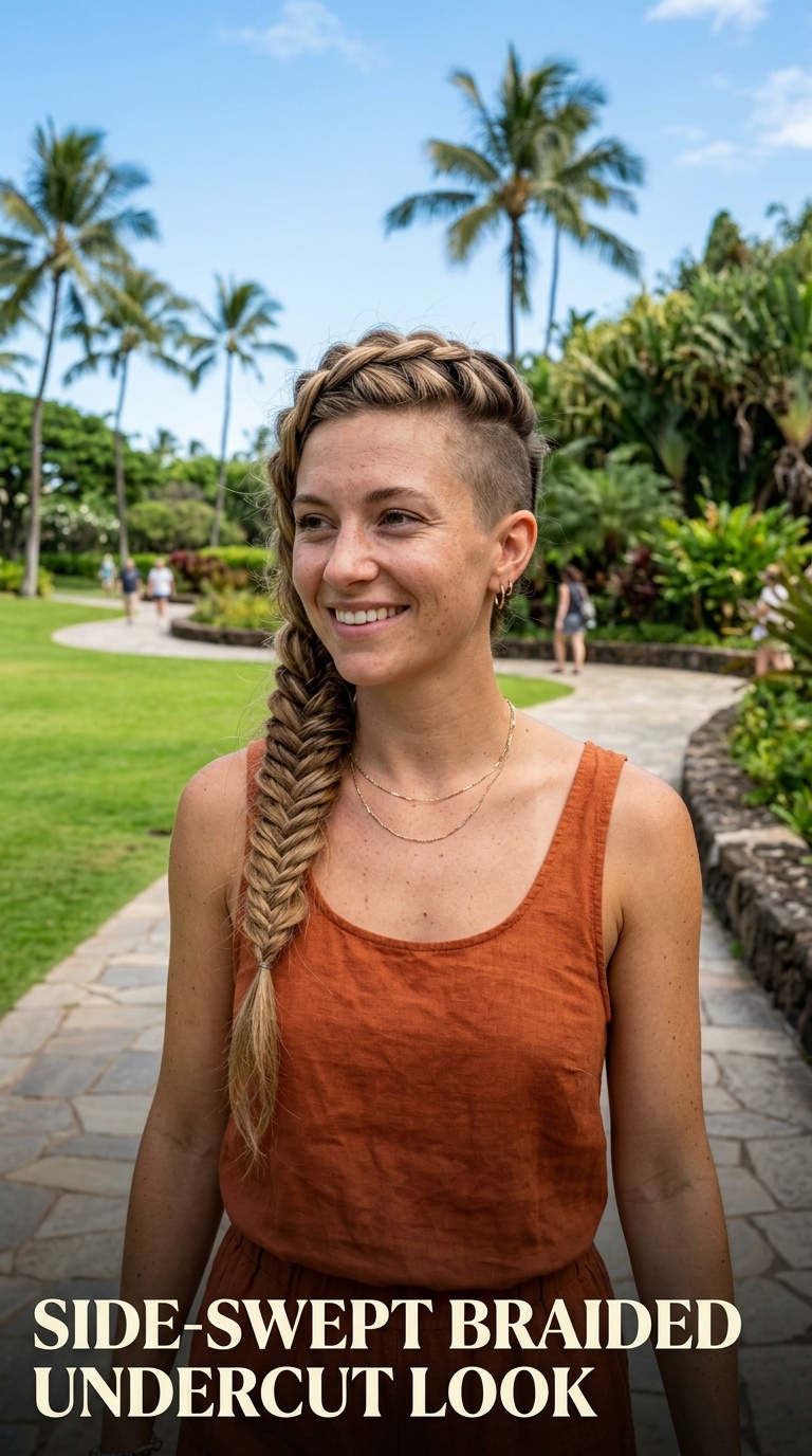Side-Swept Braided Undercut Look