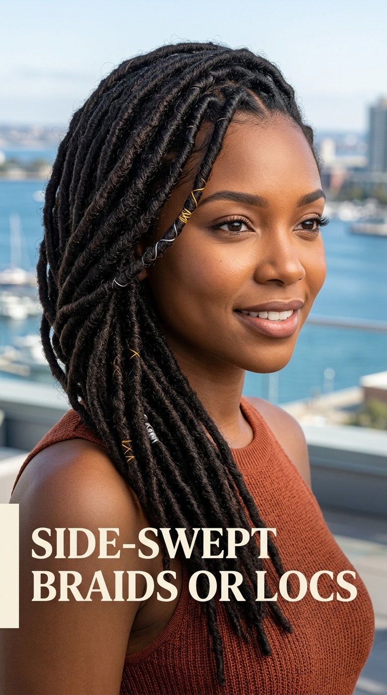 Side-Swept Braids or Locs