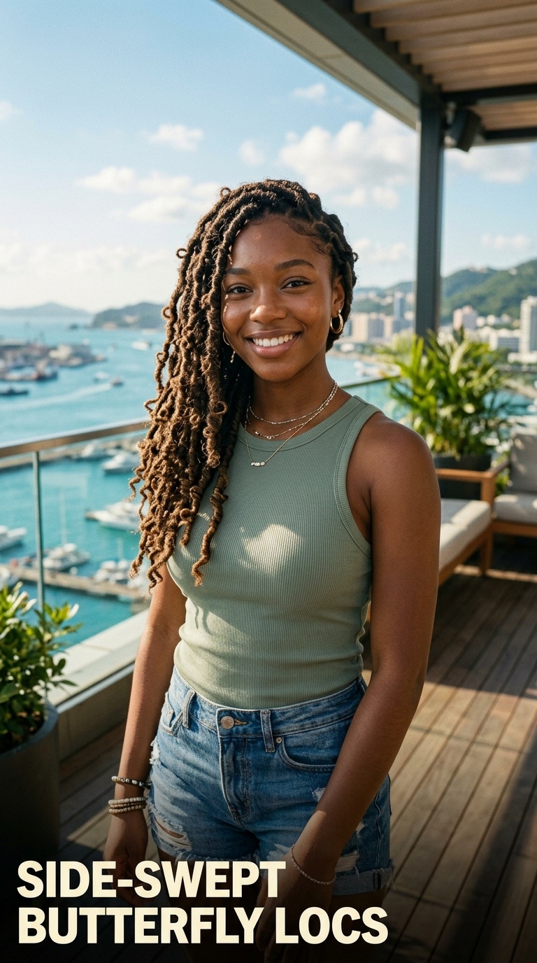Side-Swept Butterfly Locs