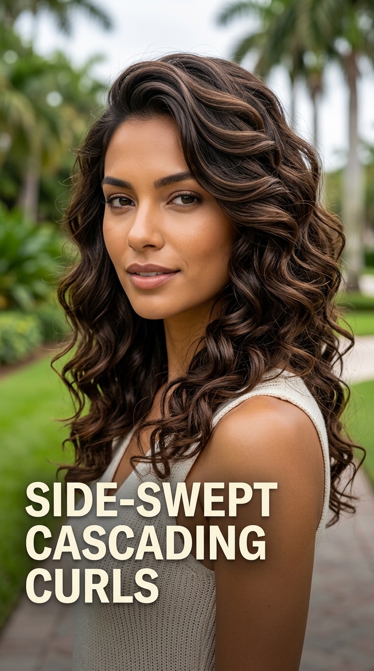 Side-Swept Cascading Curls