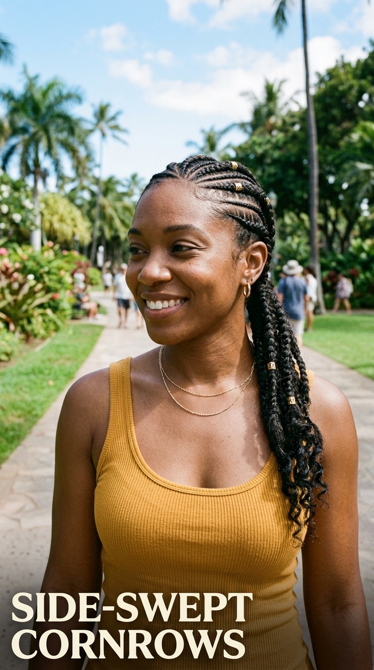 Side-Swept Cornrows