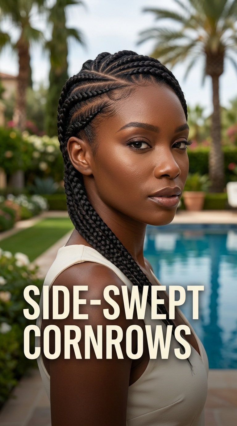 Side-Swept Cornrows