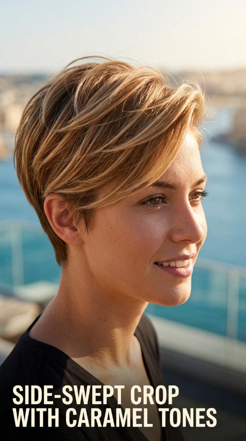 Side-Swept Crop with Caramel Tones