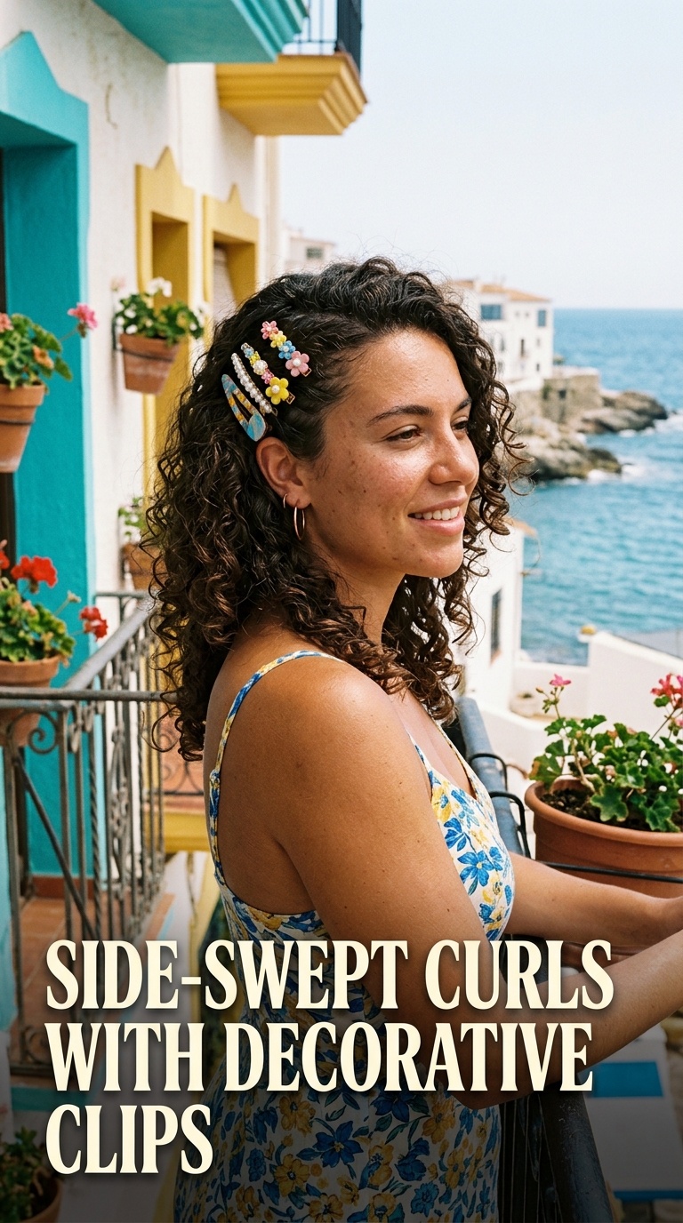 Side-Swept Curls with Decorative Clips