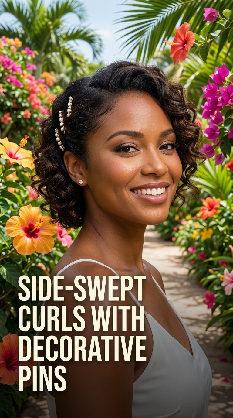 Side-Swept Curls with Decorative Pins