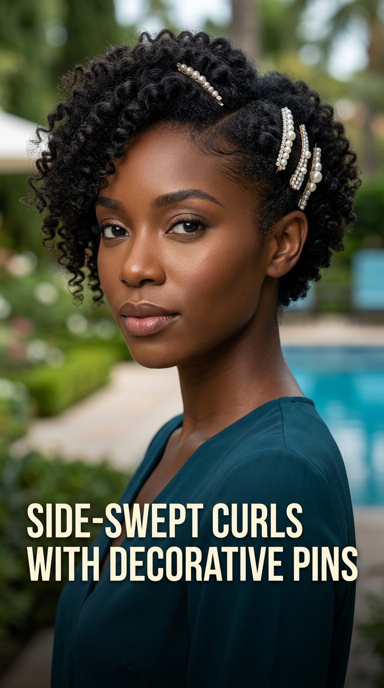 Side-Swept Curls with Decorative Pins