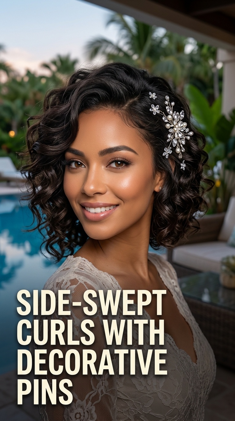 Side-Swept Curls with Decorative Pins