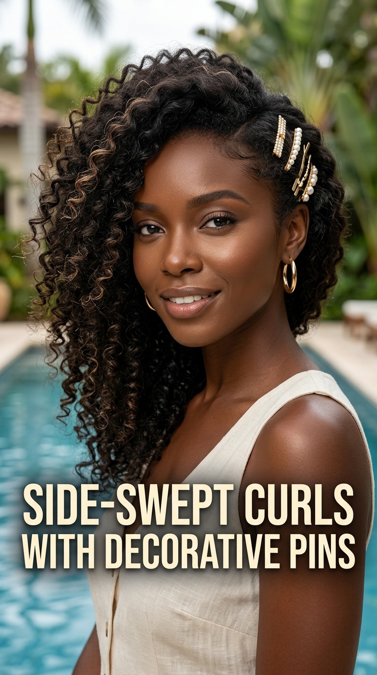 Side-Swept Curls with Decorative Pins
