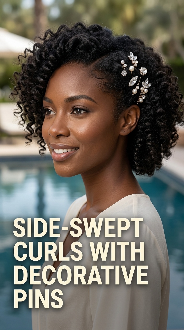 Side-Swept Curls with Decorative Pins