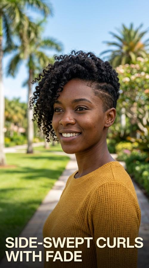 Side-Swept Curls with Fade