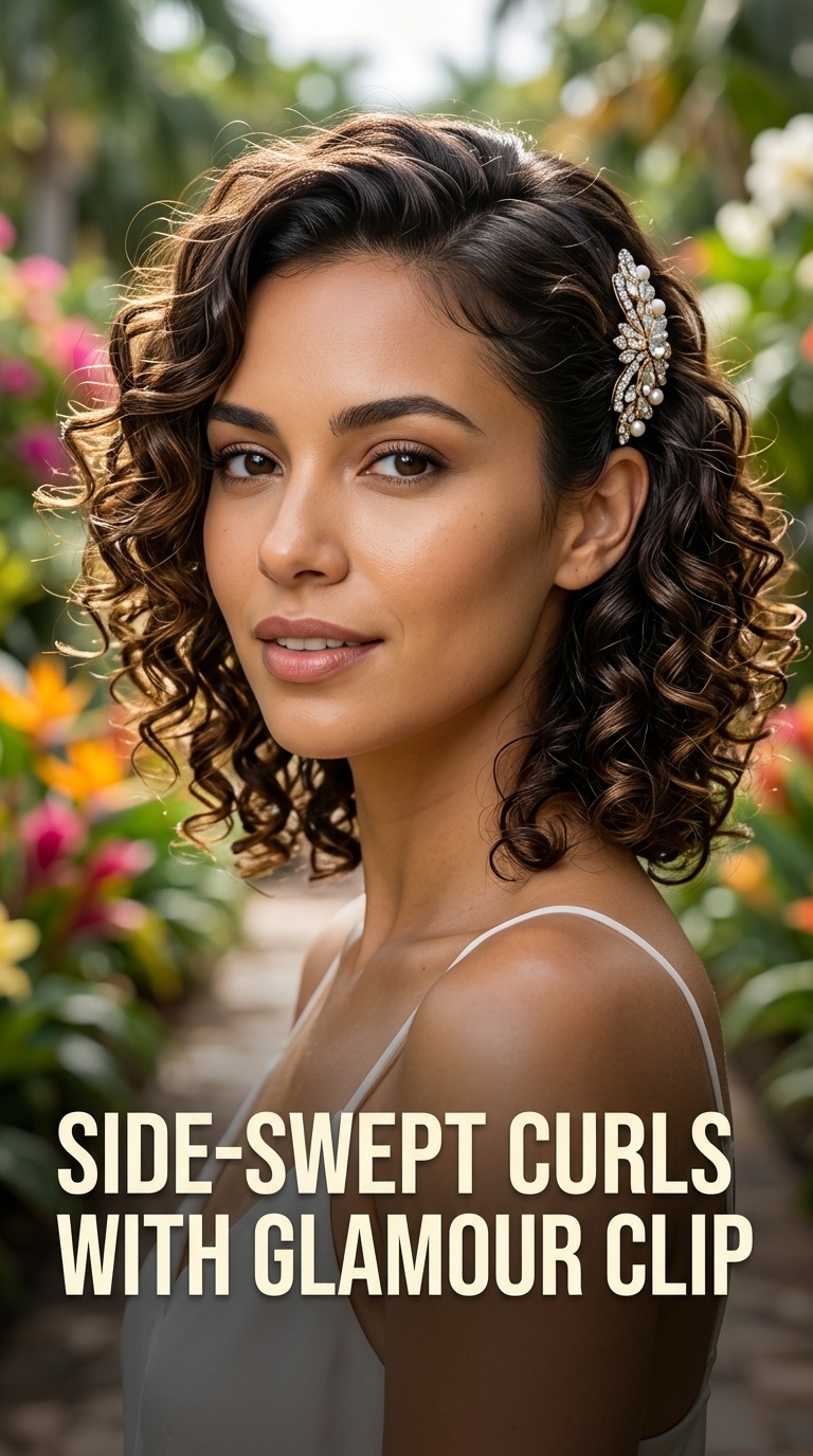 Side-Swept Curls with Glamour Clip