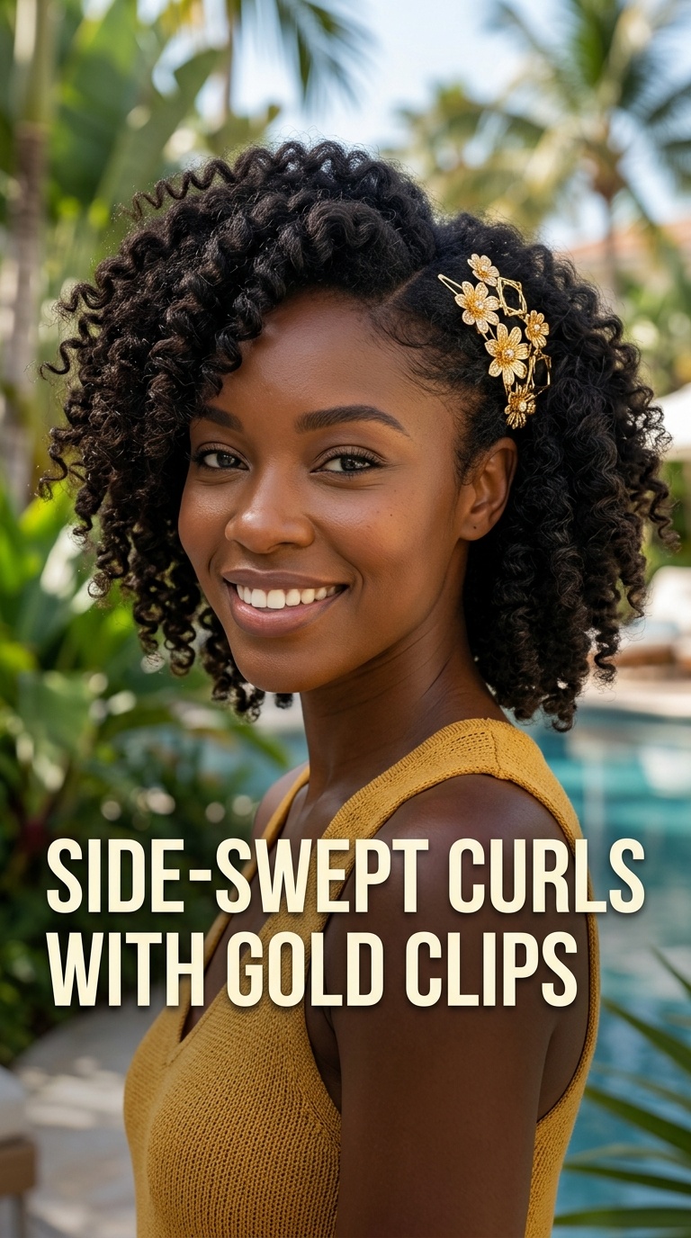 Side-Swept Curls with Gold Clips