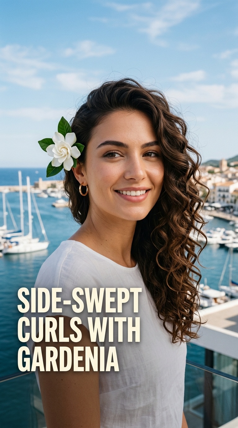 Side-Swept Curls with Single Gardenia