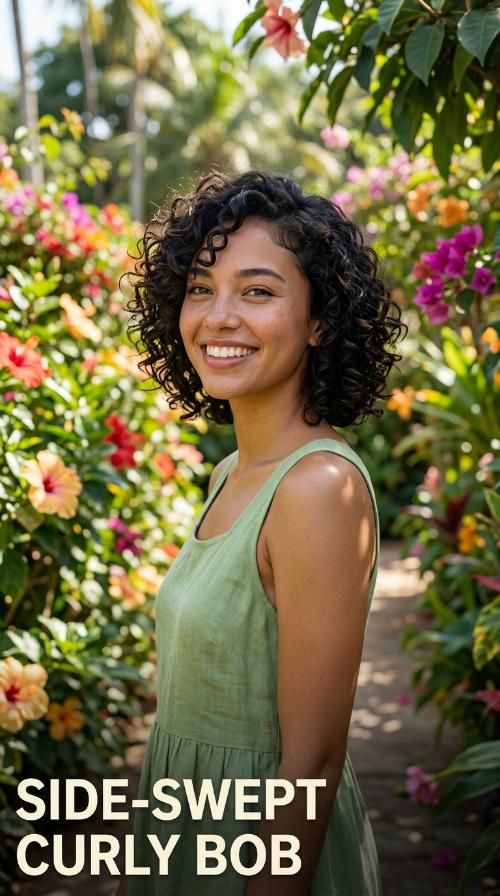 Side-Swept Curly Bob