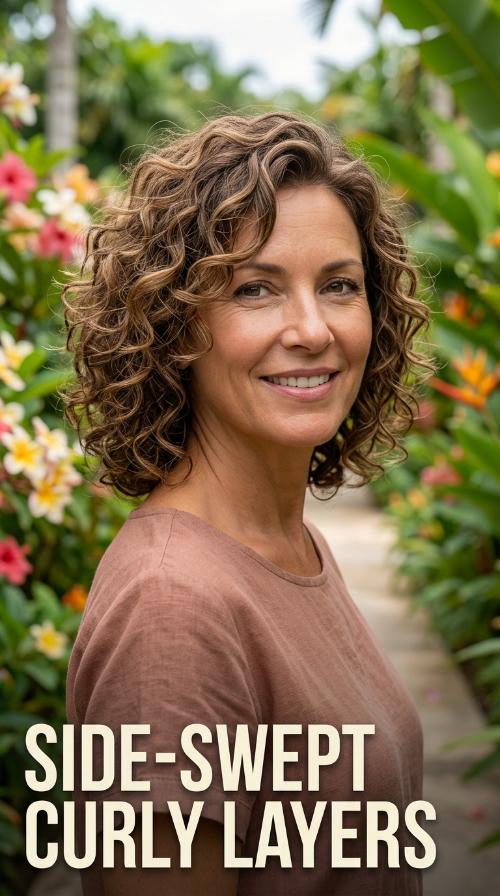 Side-Swept Curly Layers
