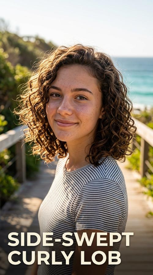 Side-Swept Curly Lob
