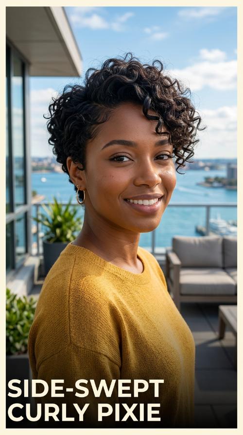 Side-Swept Curly Pixie