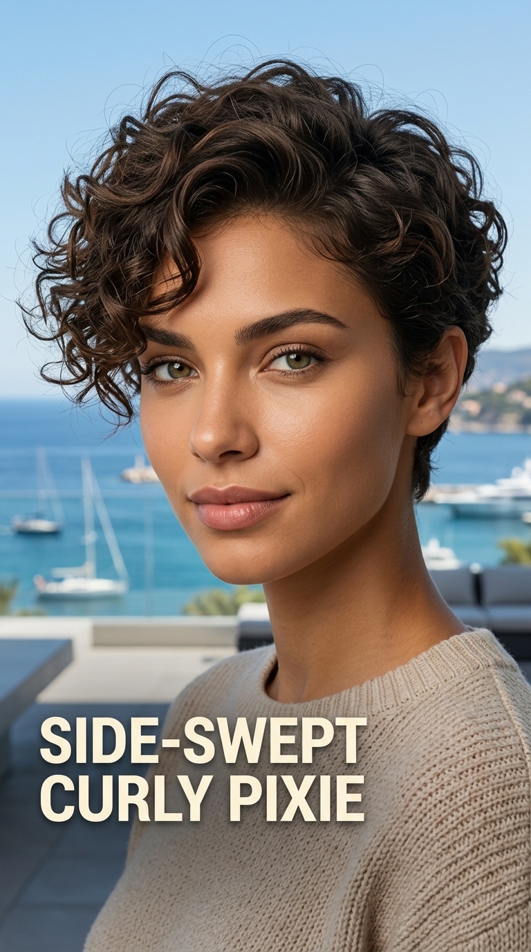 Side-Swept Curly Pixie