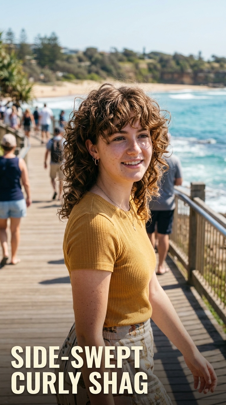 Side-Swept Curly Shag