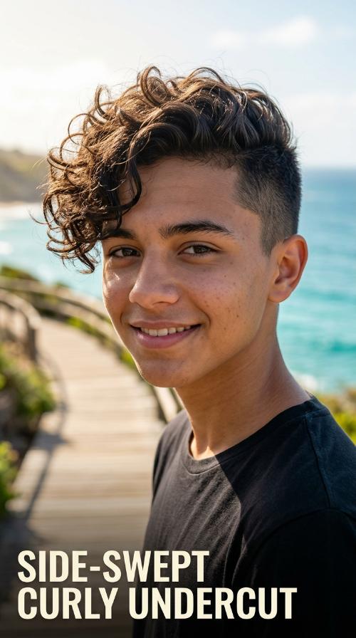 Side-Swept Curly Undercut