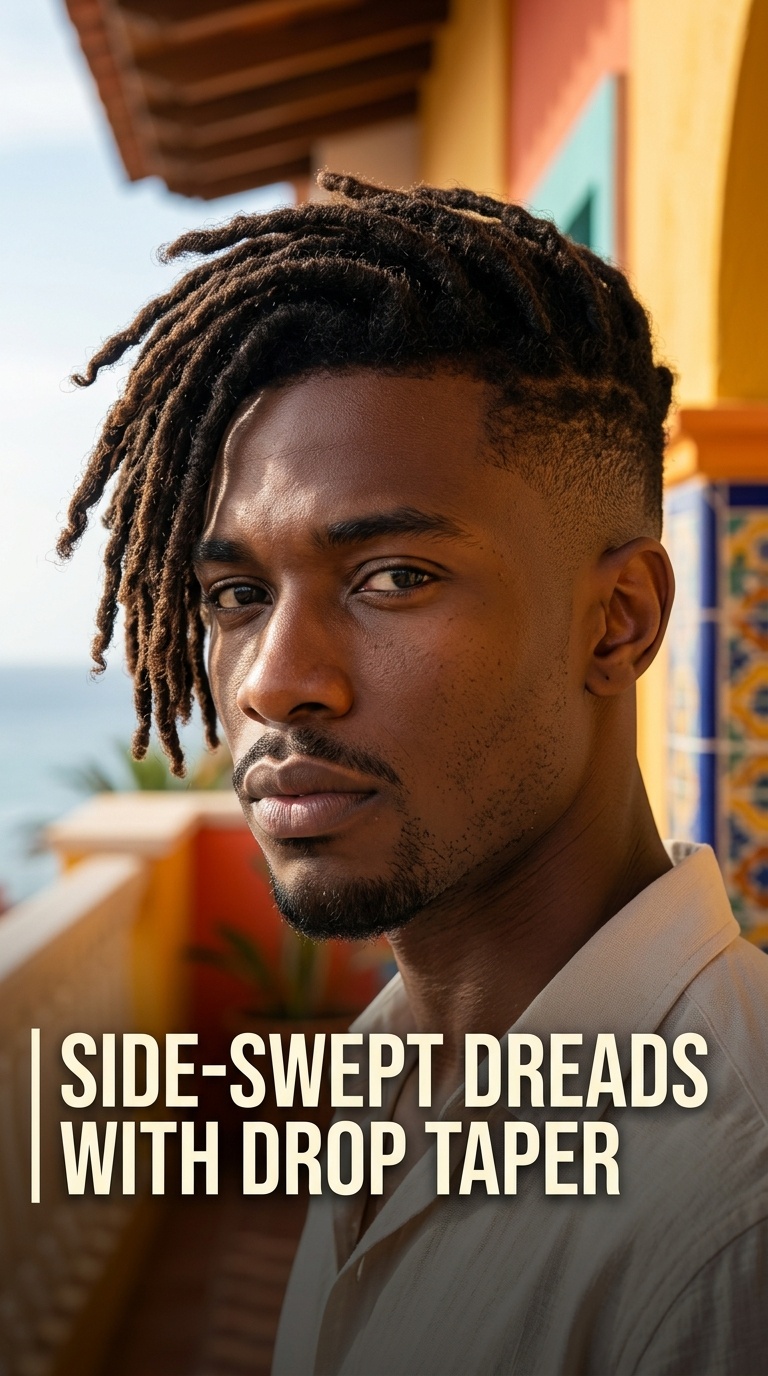 Side-Swept Dreads with Drop Taper