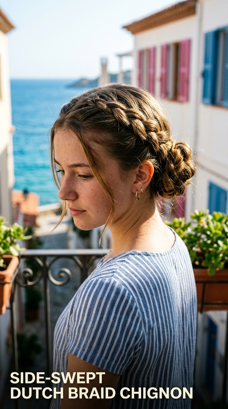 Side-Swept Dutch Braid Chignon