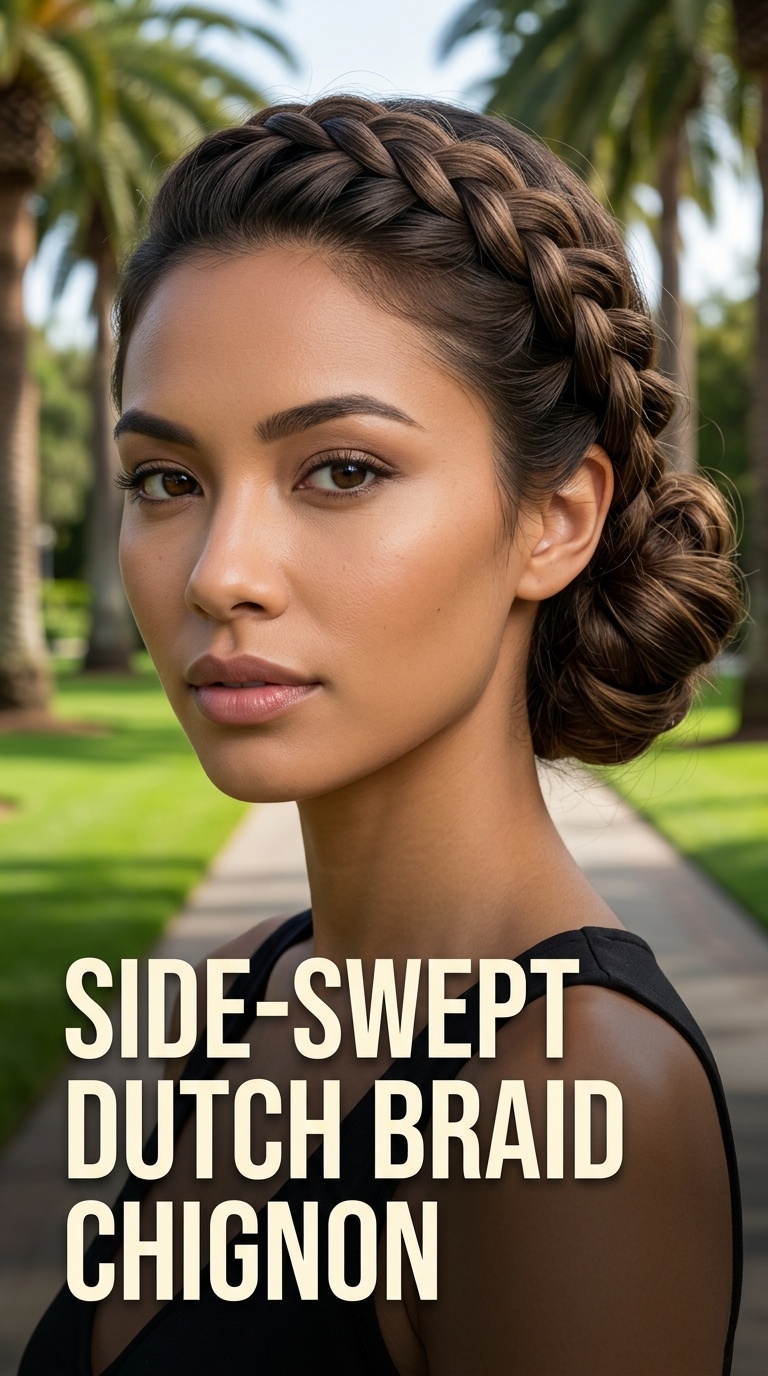 Side-Swept Dutch Braid Chignon