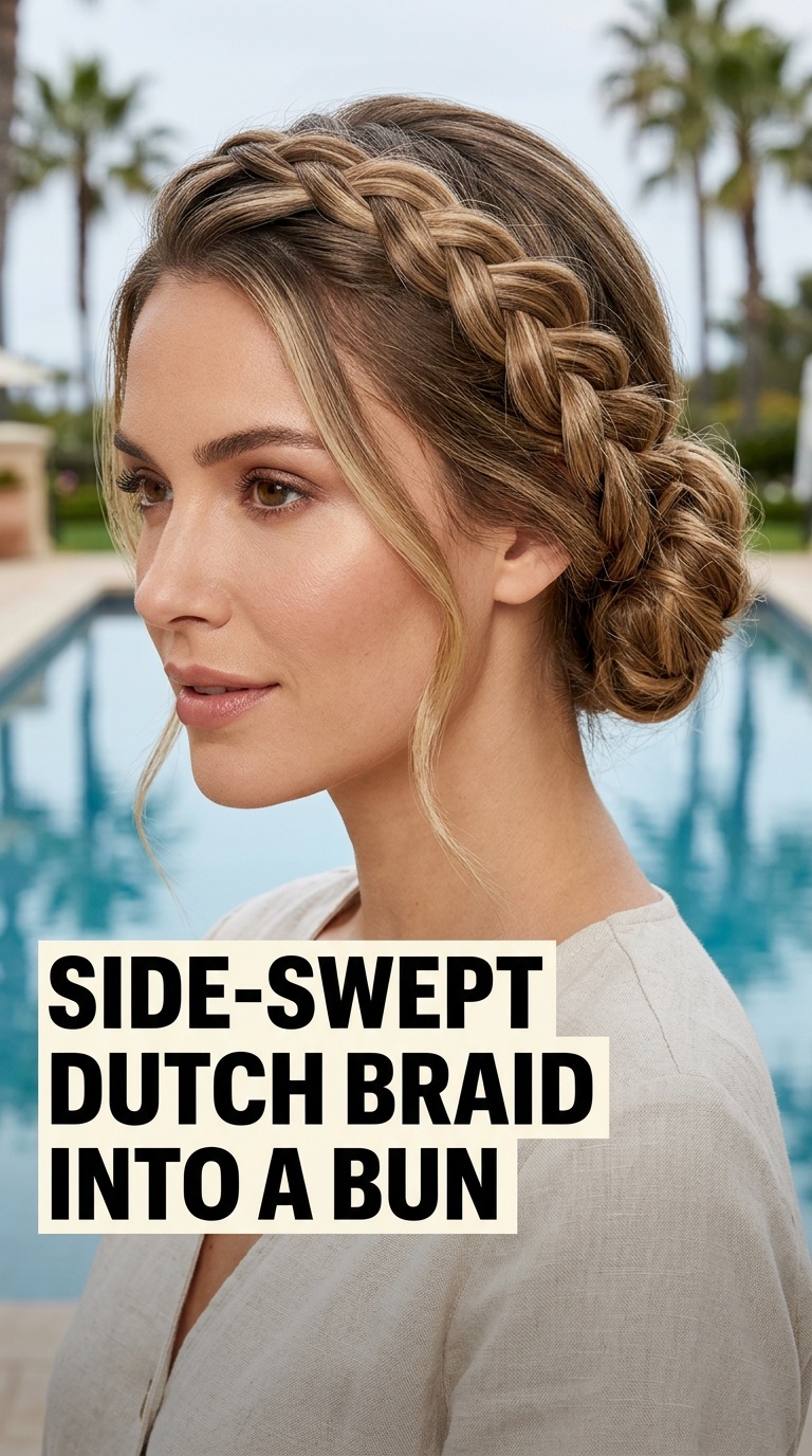 Side-Swept Dutch Braid into a Bun
