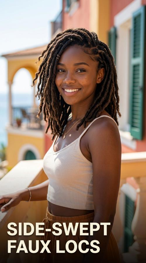 Side-Swept Faux Locs