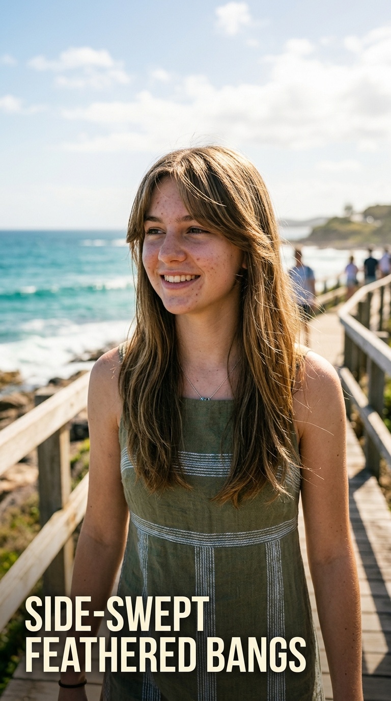 Side-Swept Feathered Bangs