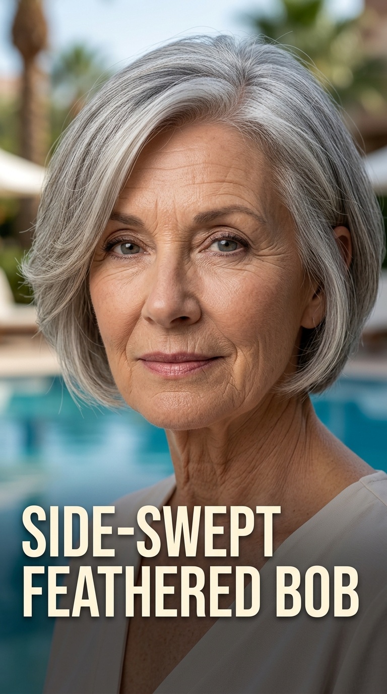 Side-Swept Feathered Bob
