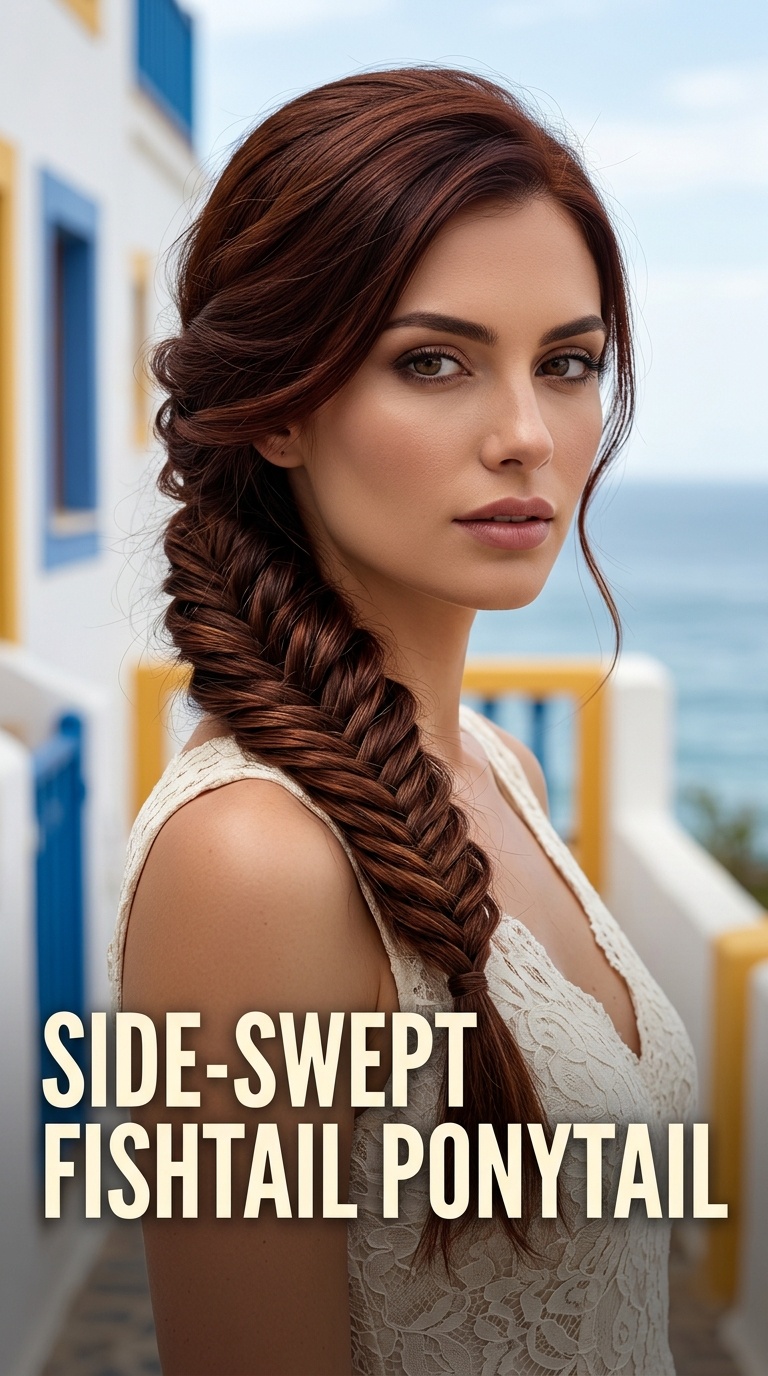 Side-Swept Fishtail Ponytail