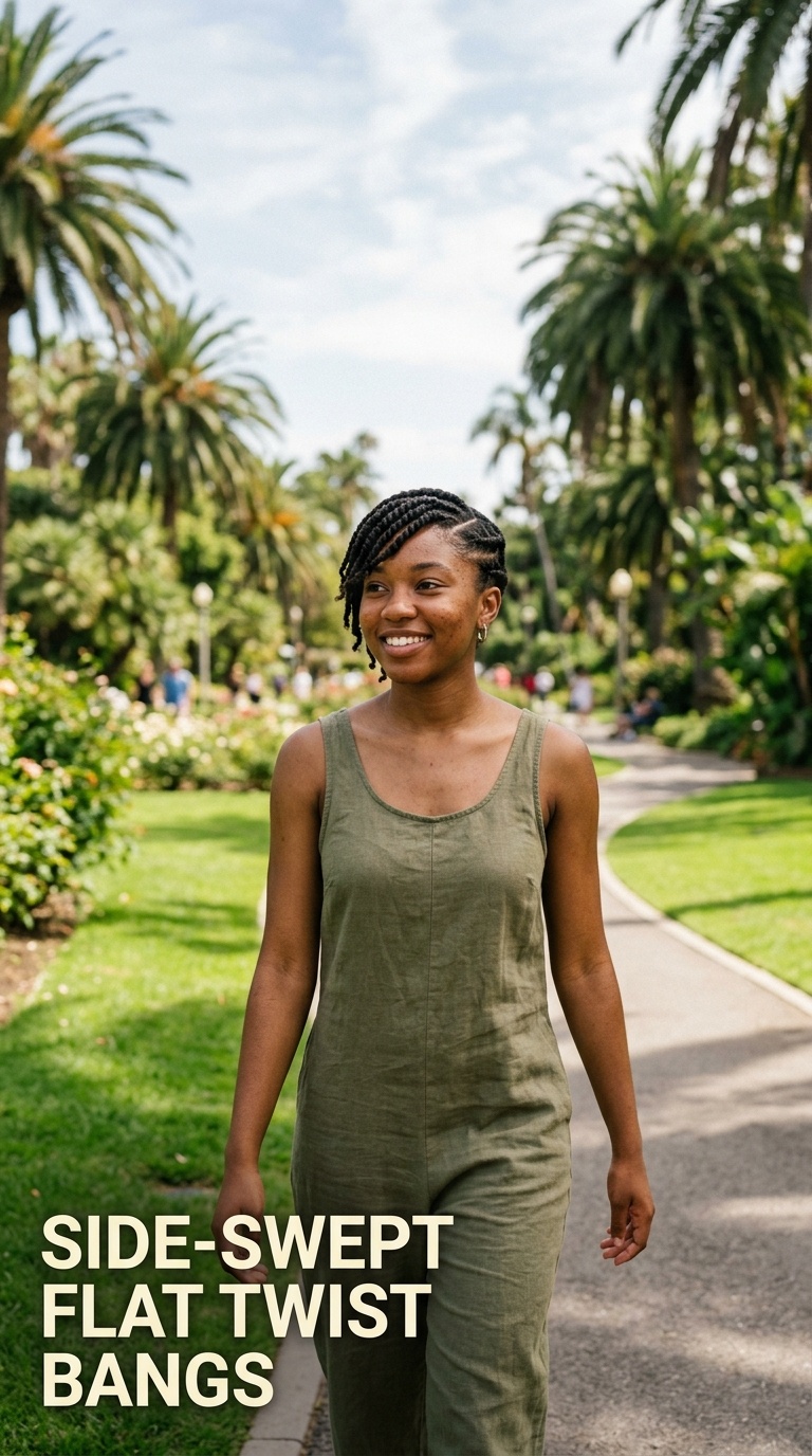 Side-Swept Flat Twist Bangs