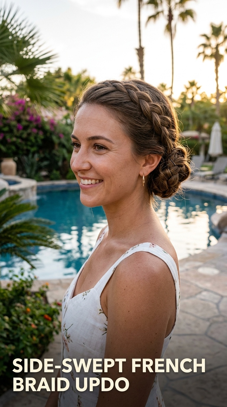 Side-Swept French Braid Updo