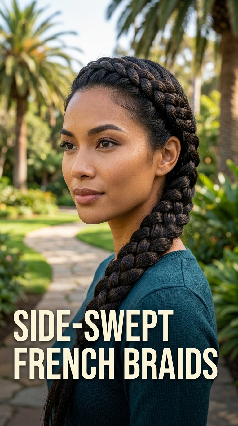 Side-Swept French Braids