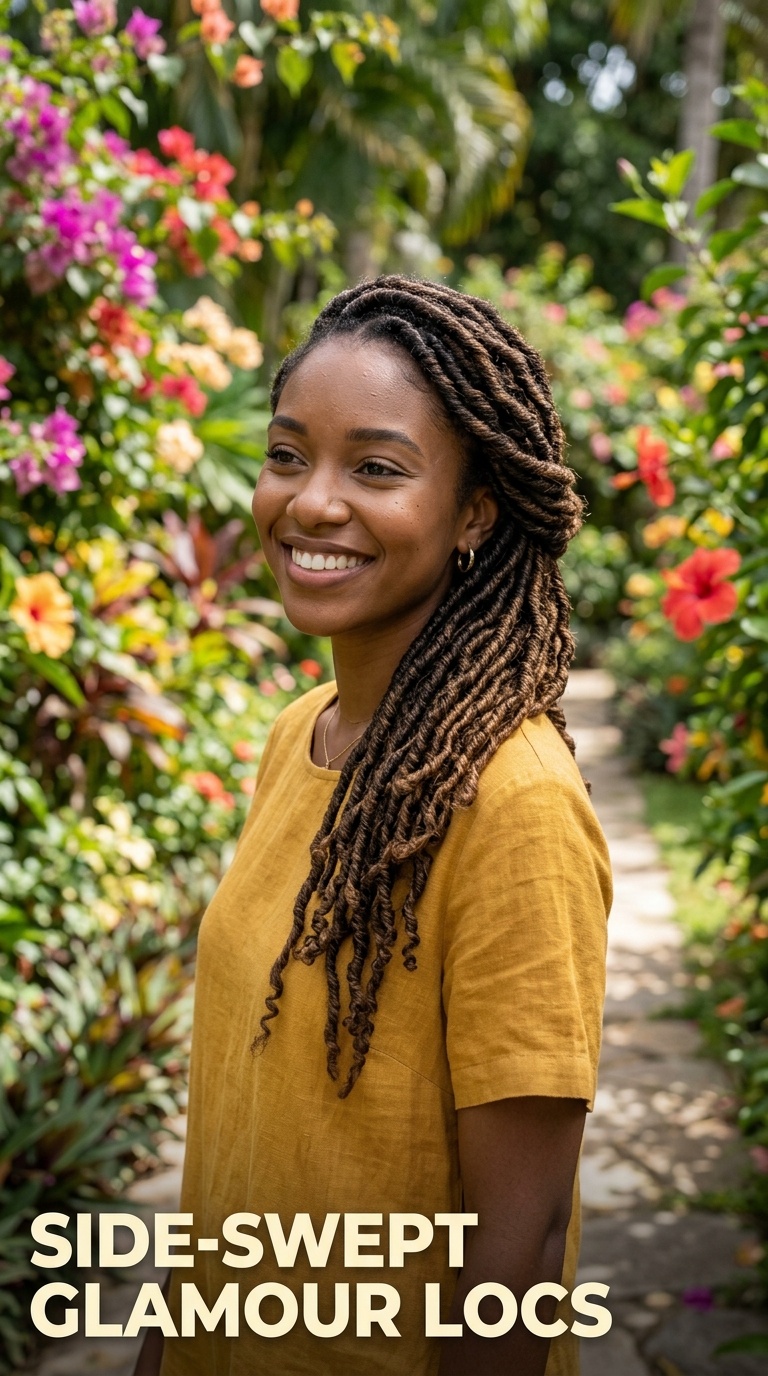 Side-Swept Glamour Locs