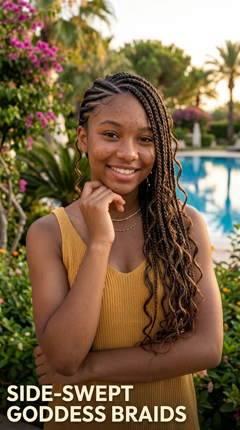 Side-Swept Goddess Braids
